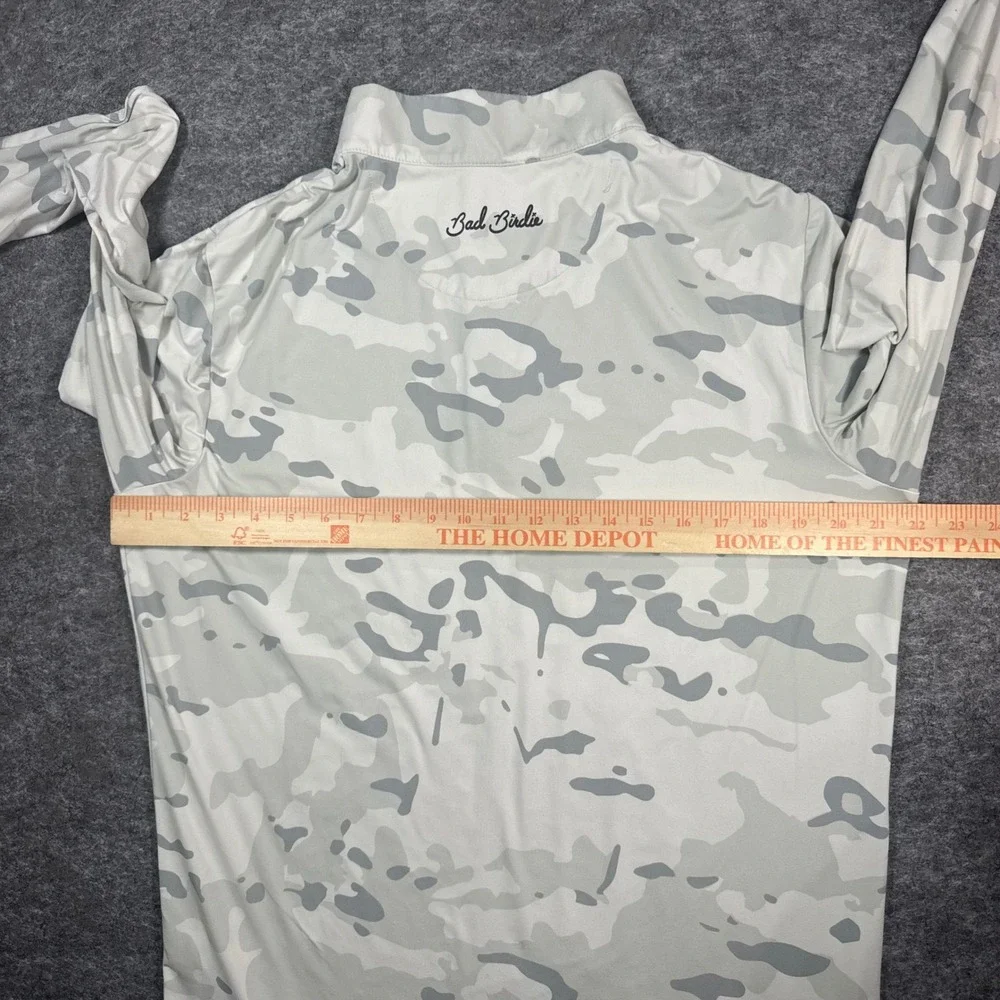 Bad Birdie Quarter Zip Golf Pullover Mens M Camo Grey White Activewear